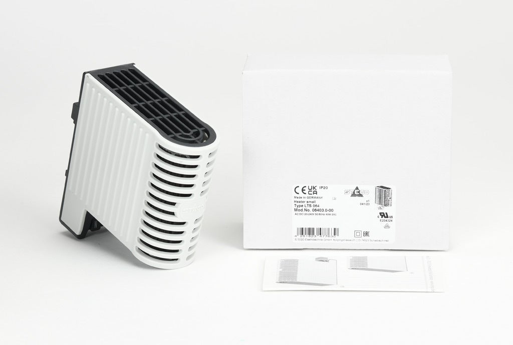 Enclosure Heater: 40W heating capacity, touch-safe PTC resistor