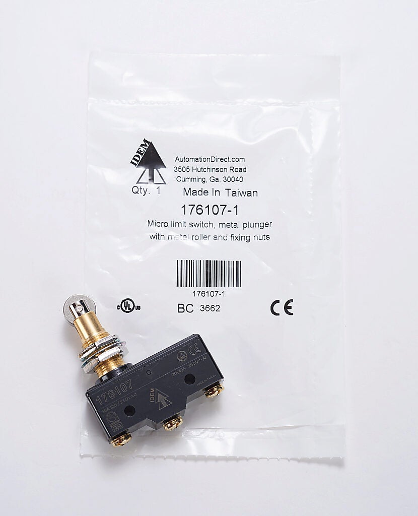 Limit Switch: metal plunger with metal roller and fixing nuts (PN
