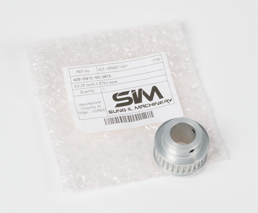 Timing Pulley: 28 tooth, 1.754in pitch diameter (PN# A28-5M15-SS-0875 ...