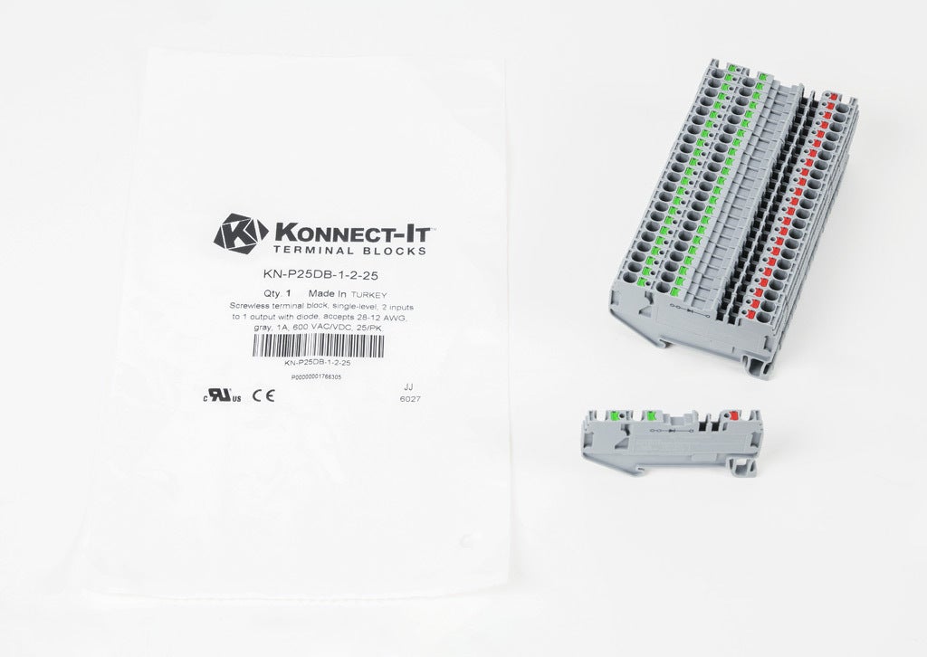 Screwless Common Point Feedthrough Terminal Block: 25/pk, gray, 28-12 ...