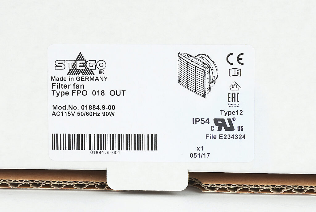 Enclosure Fan Assembly: exhaust, 414 CFM, 115 VAC operating