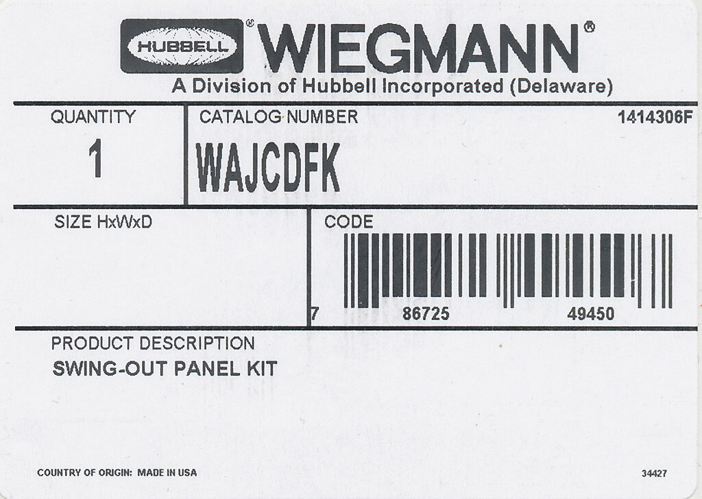 Wiegmann Swing Panel Mounting Kit: for Bxxxx, WAxxxxGIE, JICxxxx