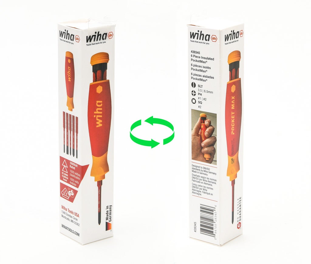 Wiha 6pc PocketMax Insulated Screwdriver Set – Compact Precision Drivers For Electrical Work (28345)