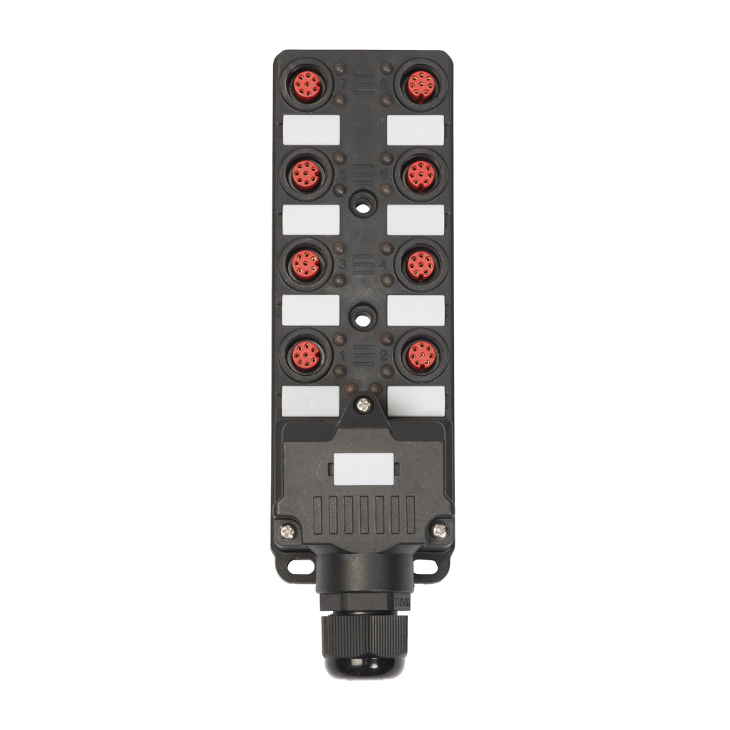 IDEM Z-Range Junction Block: 8 ports, 8-pin M12 sockets (PN
