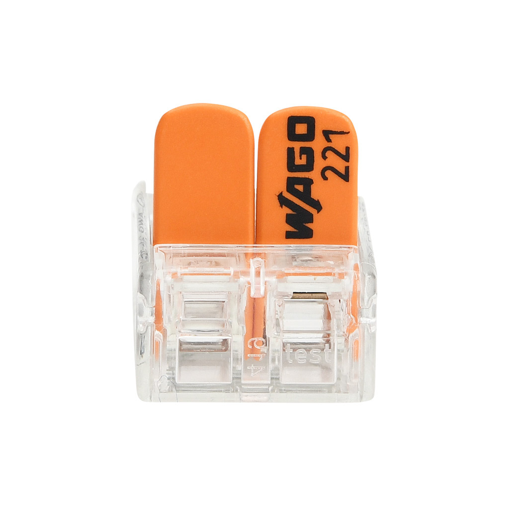 Splicing Connector: 100/pk, lever, 2 openings, 24-12 AWG solid (PN