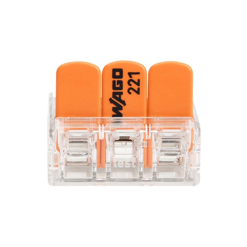 Splicing Connector: 30/pk, lever, 3 openings, 20-10 AWG solid (PN