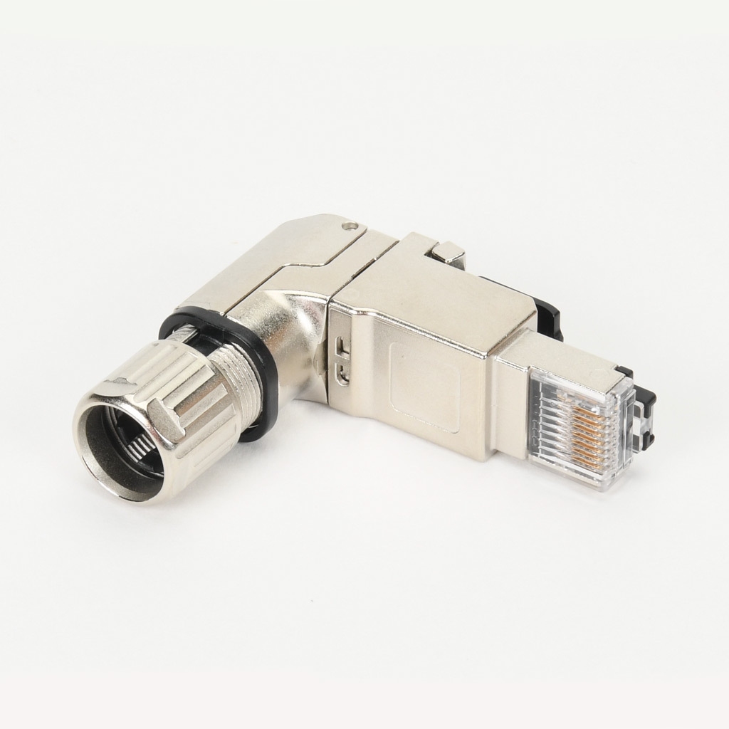 Connector: RJ45 male 90-degree 8-wire/8-pin, 24-22 AWG (PN# 490151