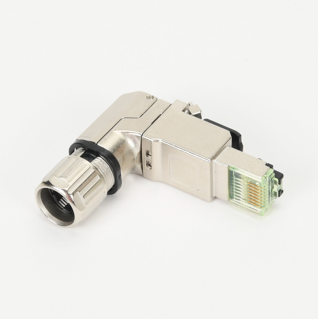 Connector: RJ45 male 90-degree 8-wire/8-pin, 26-22 AWG (PN# 490153