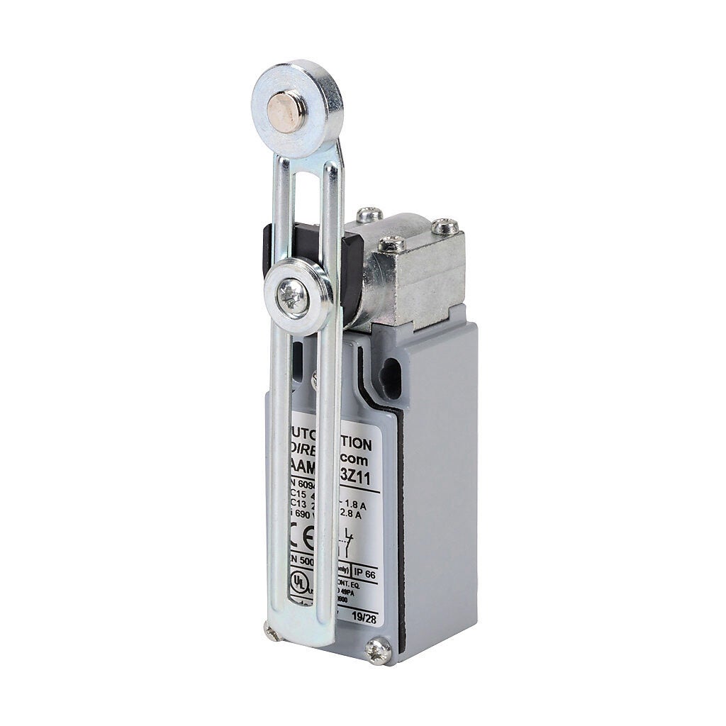 Limit Switch: side rotary adjustable metal lever with 18mm metal