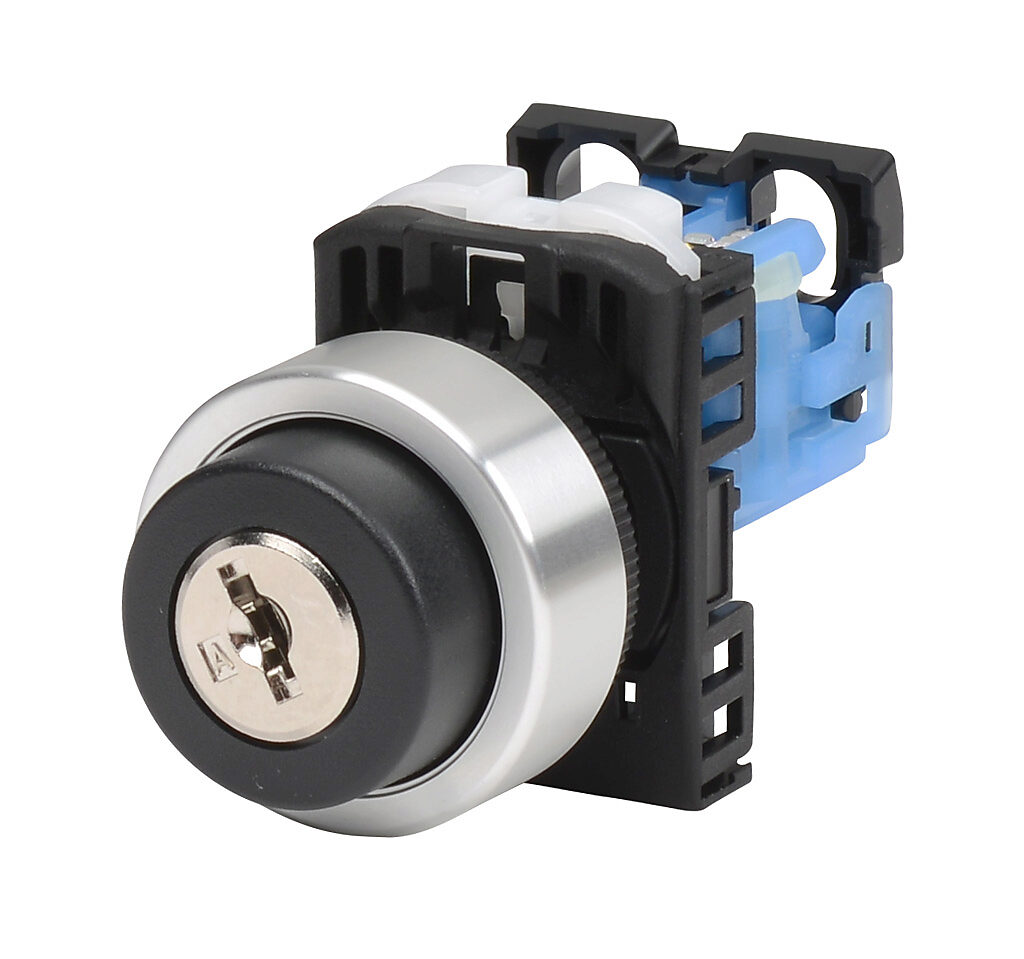 Selector Switch: spring return from right, 22mm, 2-pos, key