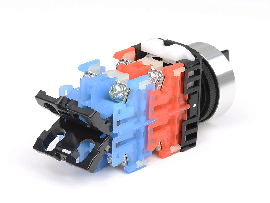 Selector Switch: spring return to center from right or left, 22mm