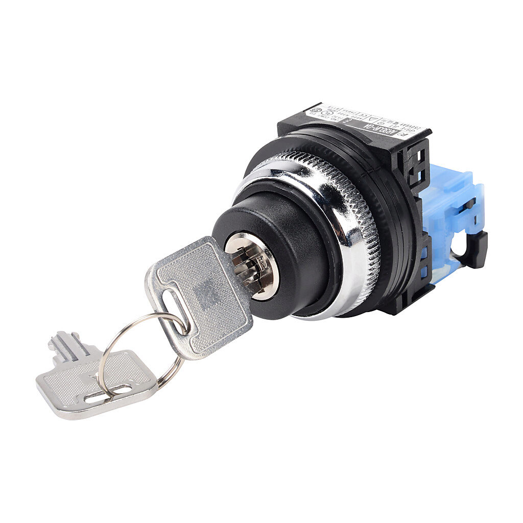 Selector Switch: spring return from right, 30mm, 2-pos, key