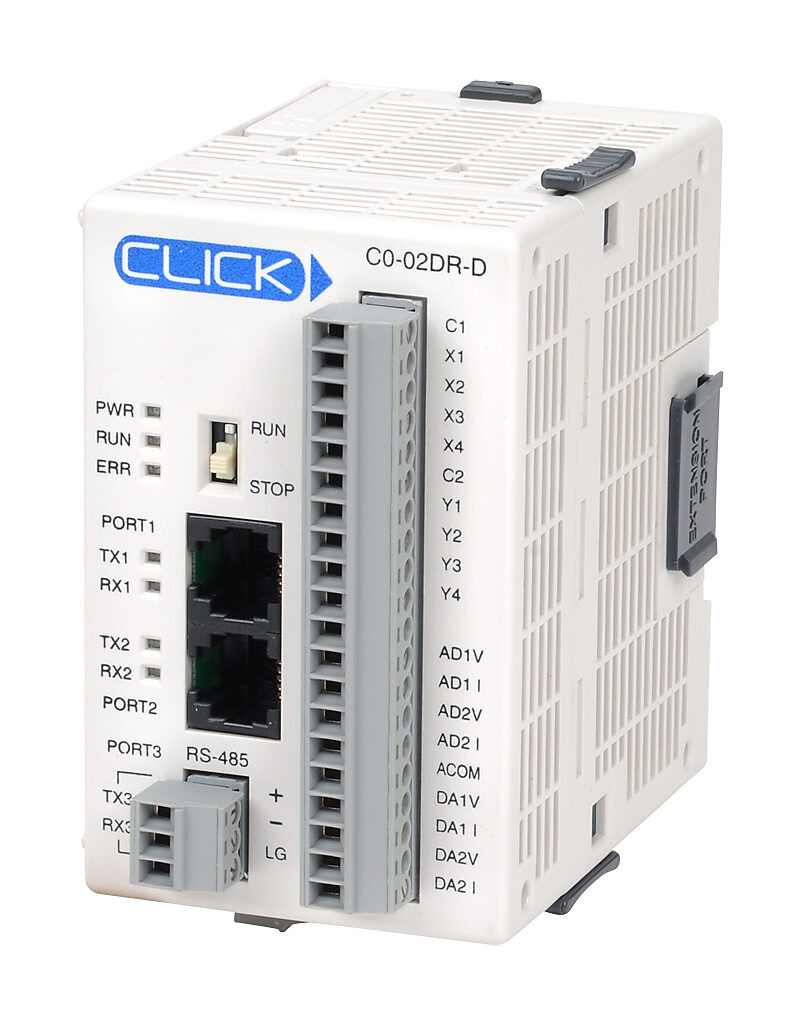 CLICK PLC: 4-pt in, 4-pt out, 2-ch in, 2-ch out, serial ports
