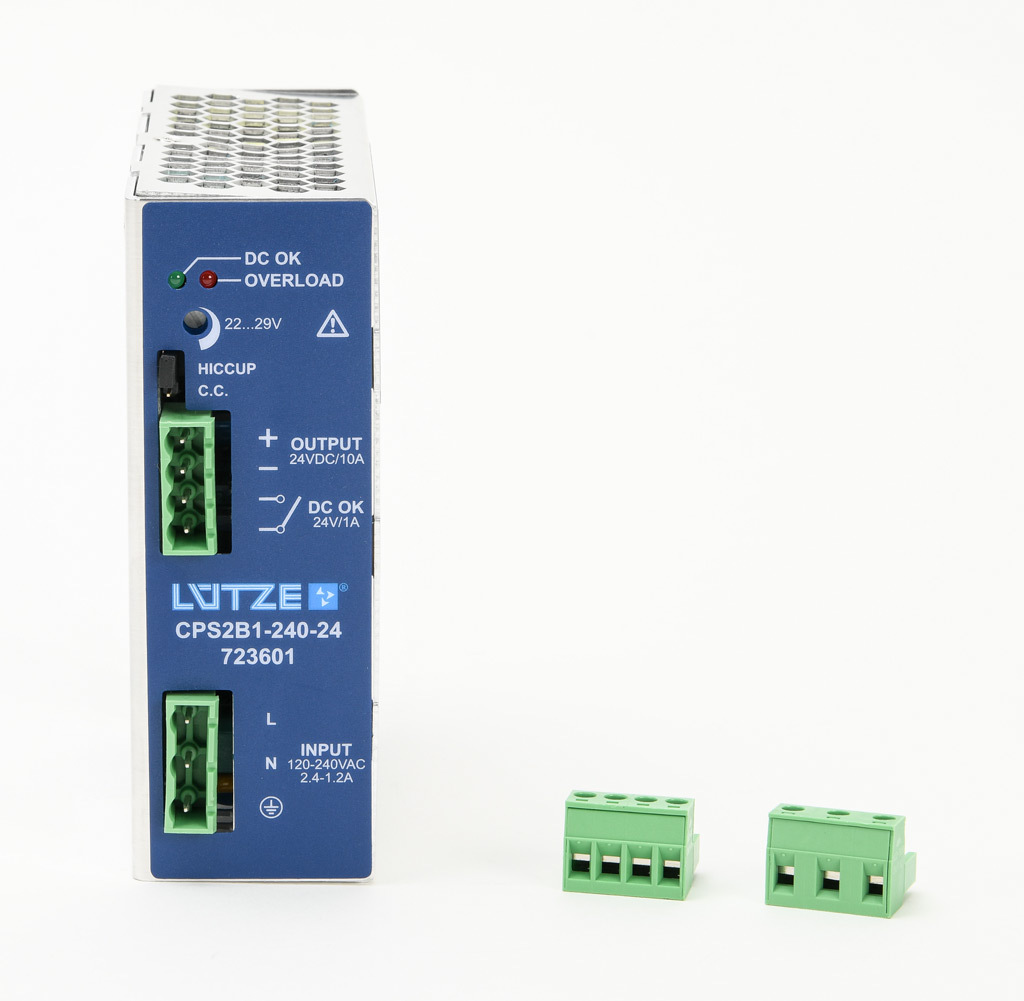 Power Supply: switching, Output: 24 VDC @ 10A/240W (adjustable