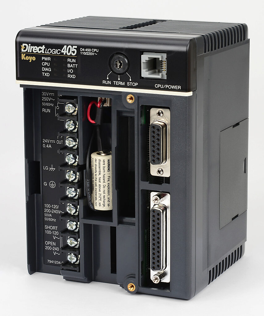 DL405 CPU: 7.5k words ladder memory, serial ports, (programmable