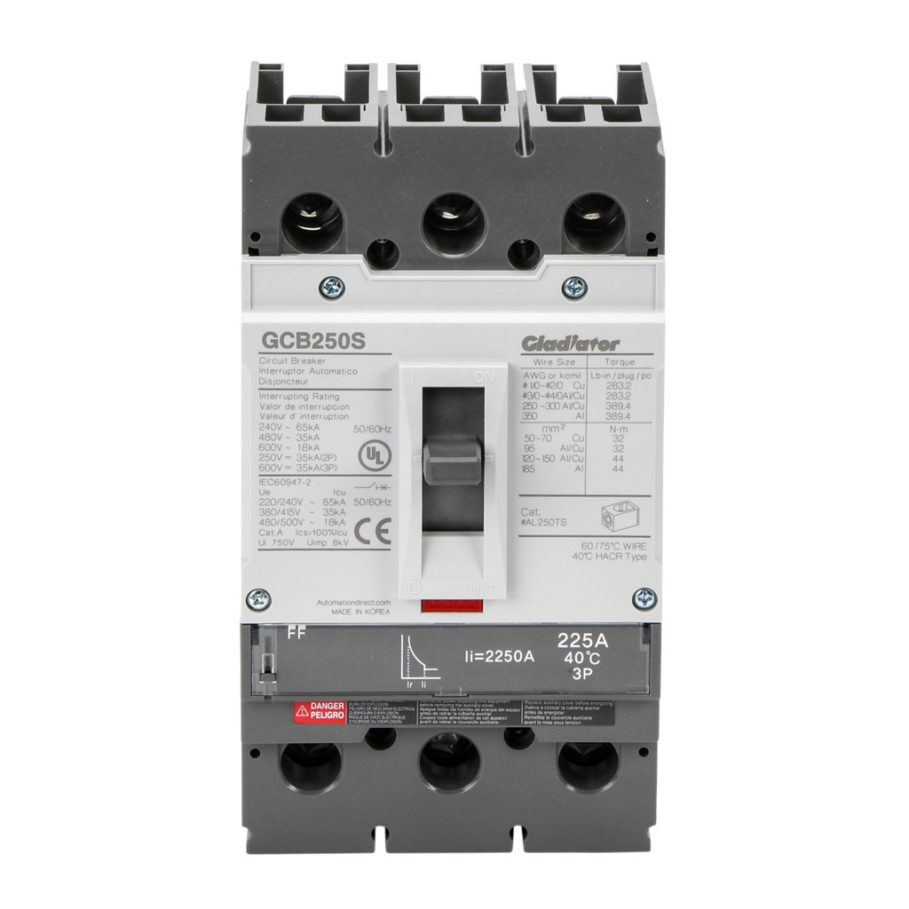 Molded Case Circuit Breaker: 225A, characteristics, 250A frame (PN