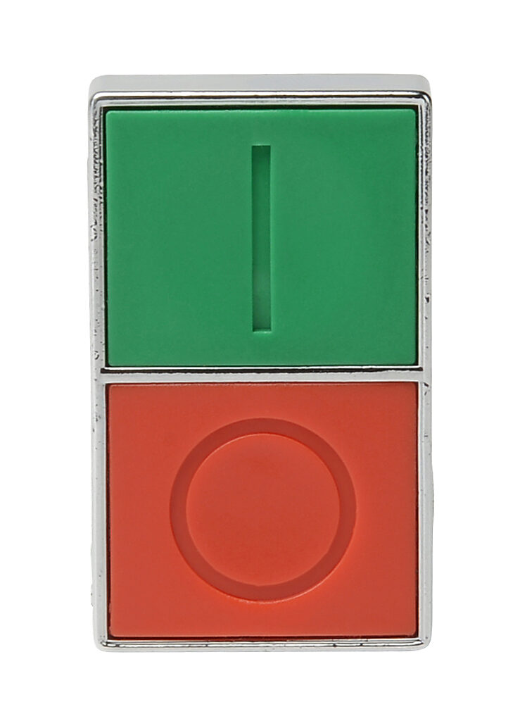 ハグモッチ 22mm Pushbutton: momentary, red/green, IP65 (PN# GCX1152