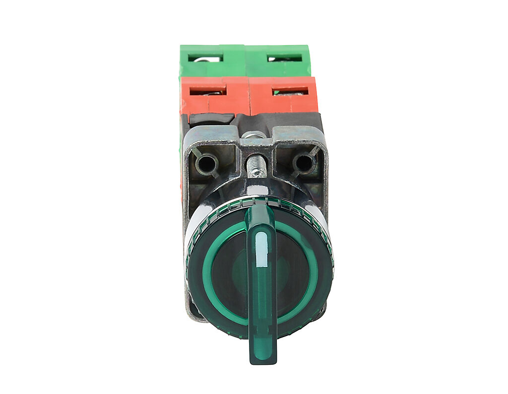 Selector Switch: spring return to center, 22mm, 3-pos, knob