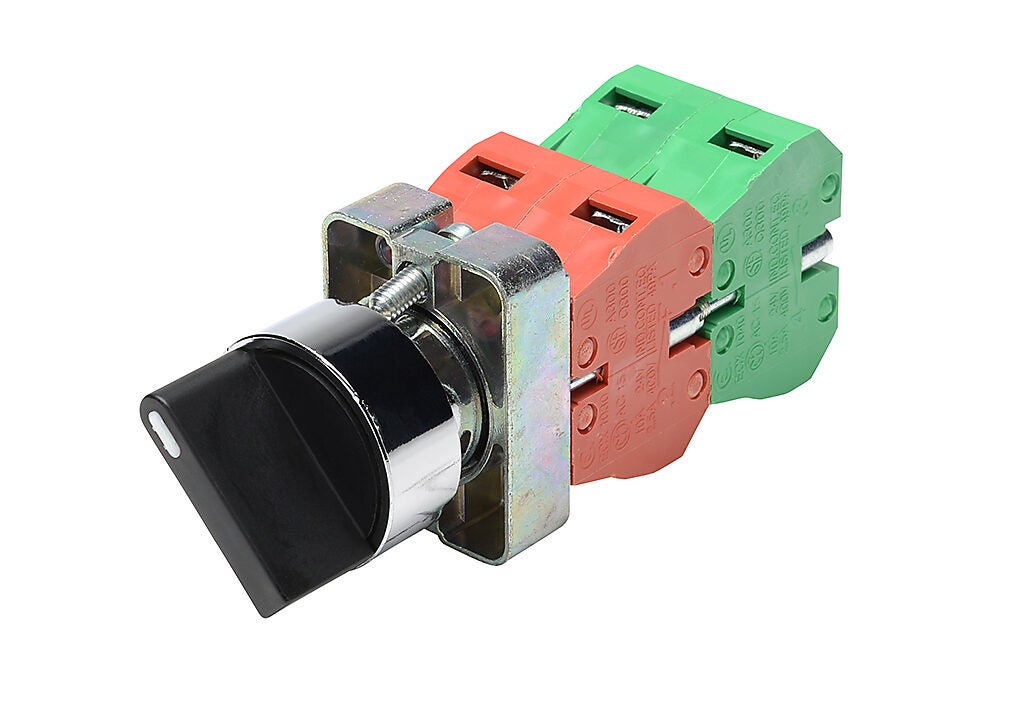Selector Switch: maintained, 22mm, 3-pos, knob operator (PN