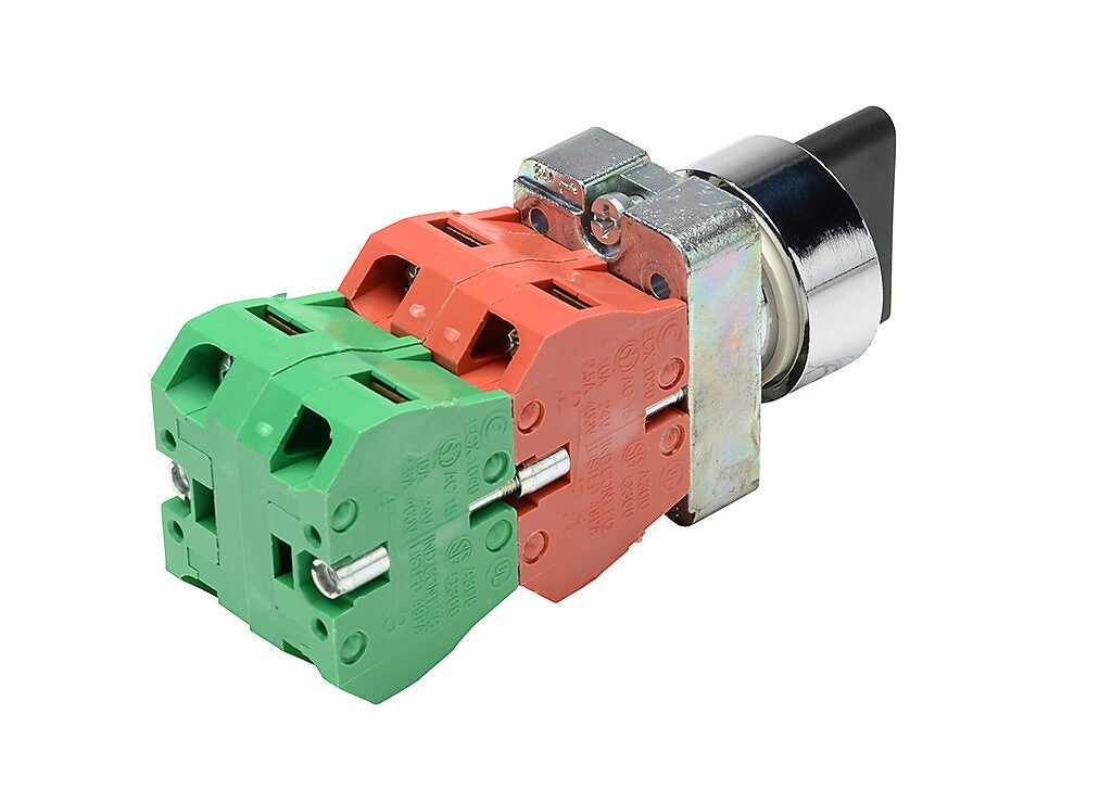 Selector Switch: maintained, 22mm, 3-pos, knob operator (PN