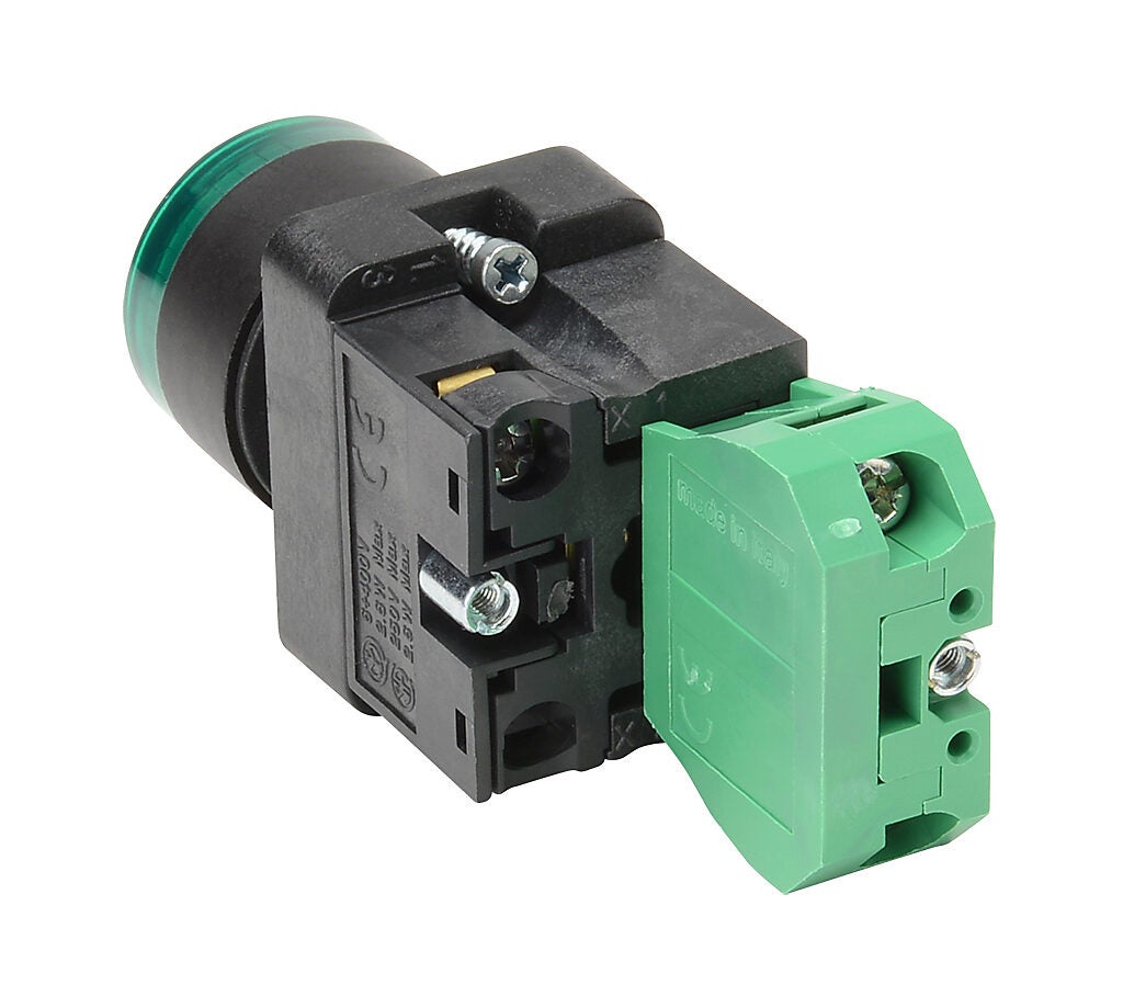 22mm Pushbutton: momentary, green, IP65 (PN# GCX3202-24L