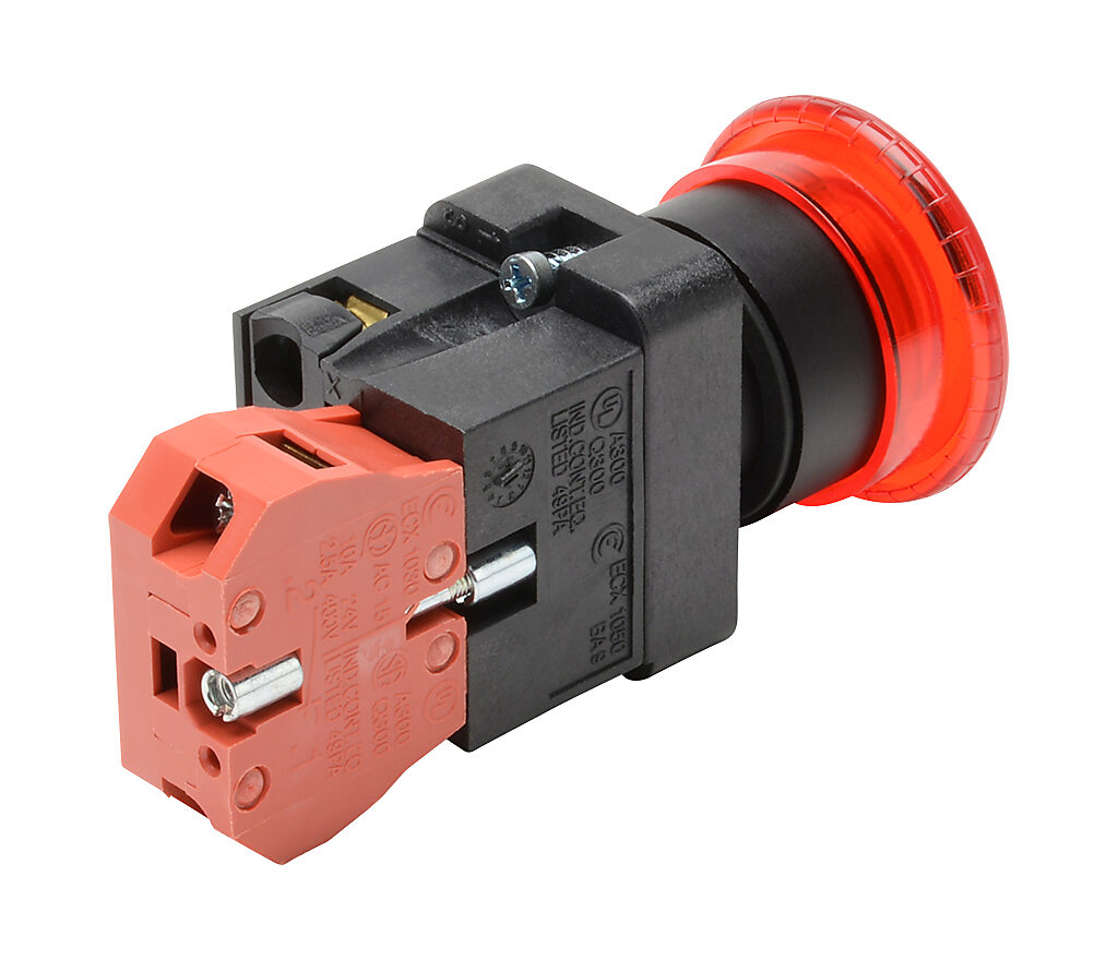 22mm Pushbutton: twist-to-release, red, IP65 (PN# GCX3226-24L