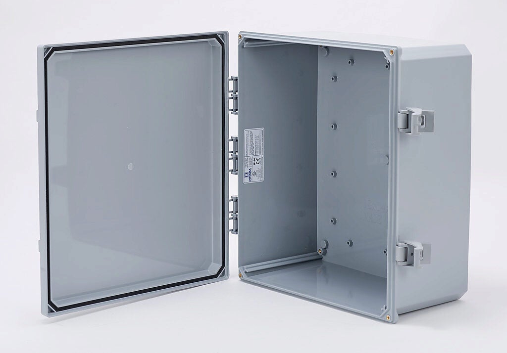 Enclosure: 16 x 14 x 7in, wall mount, polycarbonate (PN