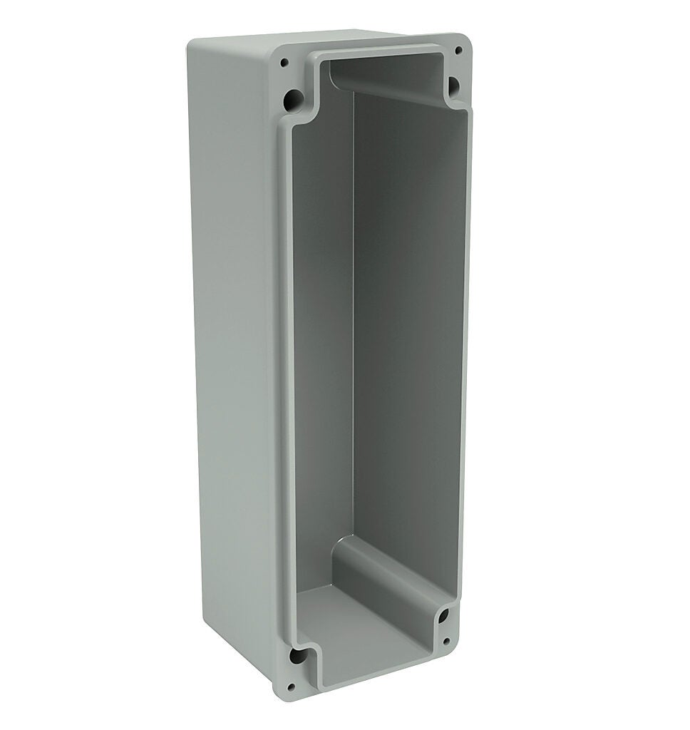 Pushbutton Enclosure: 11 x 4 x 4in, wall mount, fiberglass