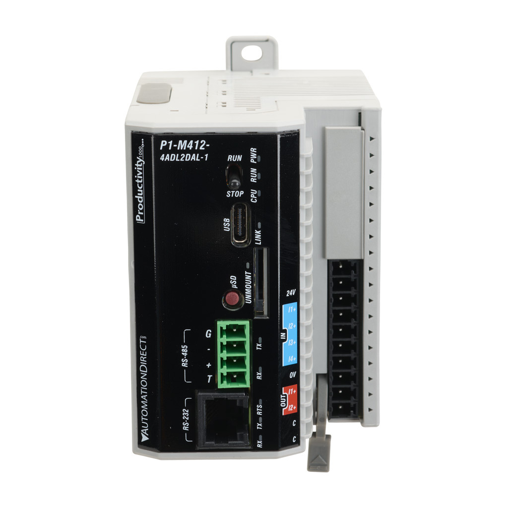 Productivity1000 PLC: 4-ch in, 2-ch out, Ethernet, serial and USB