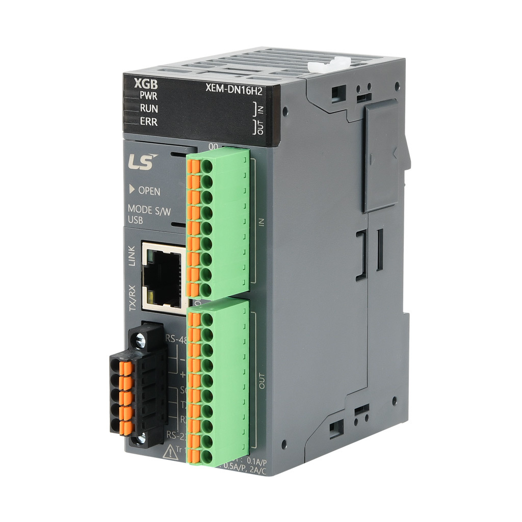LS Electric XGB PLC: 8-pt in, 8-pt out, Ethernet, serial and USB B