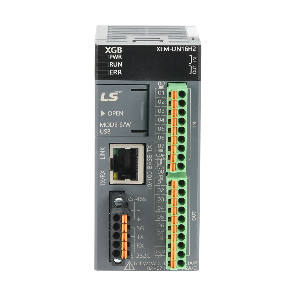 LS Electric XGB PLC: 8-pt in, 8-pt out, Ethernet, serial and USB B
