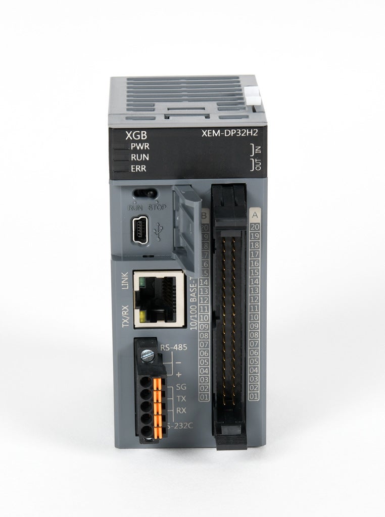 LS Electric XGB PLC: 16-pt in, 16-pt out, Ethernet, serial and USB