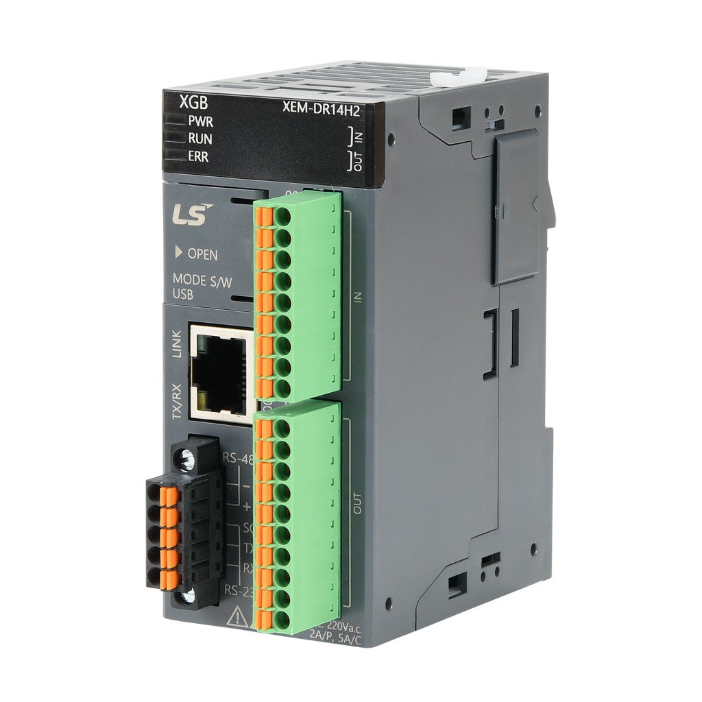 LS Electric XGB PLC: 8-pt in, 6-pt out, Ethernet, serial and USB B