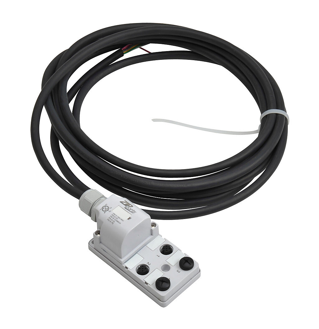 ZIPport Junction Block: 4 ports, 5-pin M12 sockets (PN# ZP-JBH45