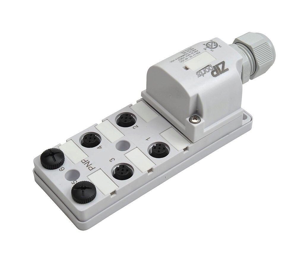 ポーラー D1シェイプ ZIPport Junction Block: 6 ports, 5-pin M12 sockets (PN# ZP-JBH64