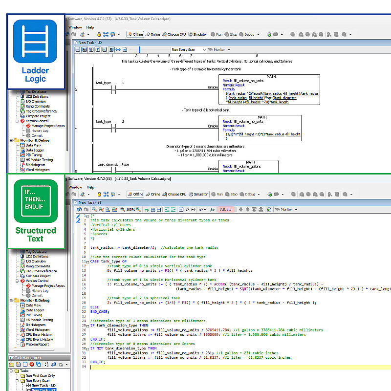 Ladder Logic or Structured Text